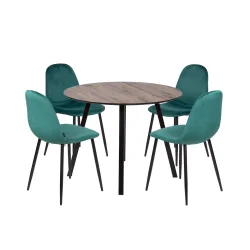 Stół NELSON fi 100 + 4 krzesła OLAF zielony