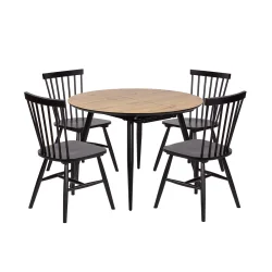 Stół rozkładany LEVIN fi 110 + 4 krzesła RAINO czarnym