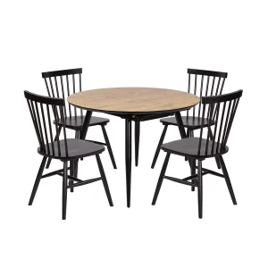 Stół rozkładany LEVIN fi 110 + 4 krzesła RAINO czarny