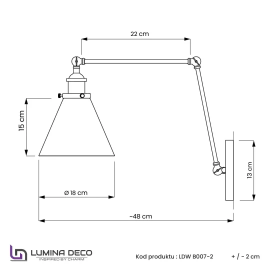 LAMPA ŚCIENNA KINKIET LOFTOWY MOSIĘŻNY RUBI W2					 - Zdjęcie 6