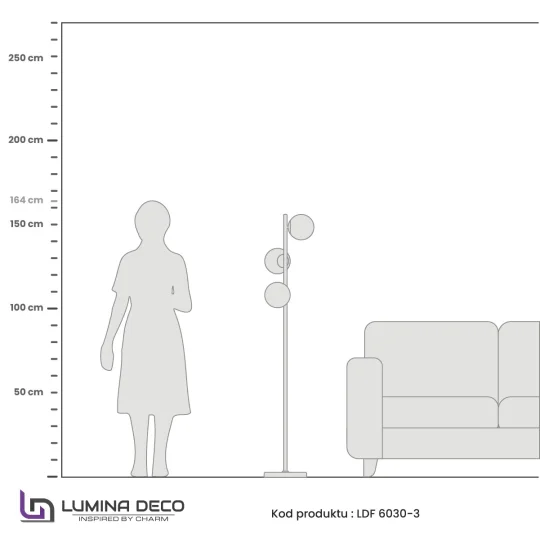 LAMPA STOJĄCA PODŁOGOWA MOSIĘŻNA FREDICA W3					 - Zdjęcie 3