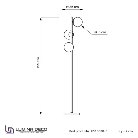 LAMPA STOJĄCA PODŁOGOWA MOSIĘŻNA FREDICA W3					 - Zdjęcie 4