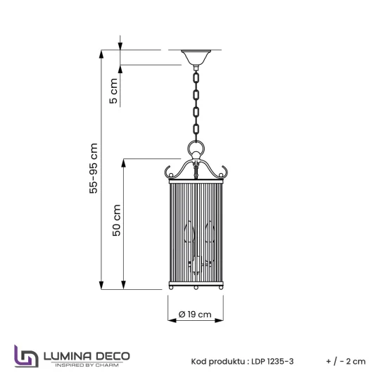 LAMPA WISZĄCA LOFT MOSIĘŻNA BOSTON W3					 - Zdjęcie 8