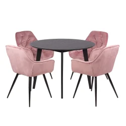 Stół RUBBO fi 105 + 4 krzesła ZIDANE różowy