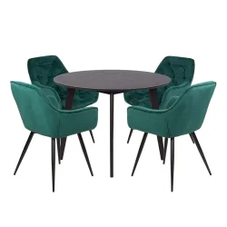 Stół RUBBO fi 105 + 4 krzesła ZIDANE zielony