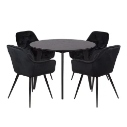 Stół RUBBO fi 105 + 4 krzesła ZIDANE czarny