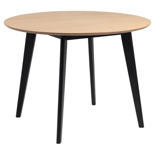 Stół RUBBO fi 105 drewniany + 4 krzesła ZIDANE ciemnoszary - Zdjęcie 2