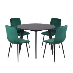 Stół RUBBO fi 105 + 4 krzesła KOBI zielone