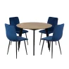 Stół RUBBO fi 105 drewniany + 4 krzesła KOBI niebieski