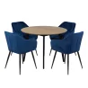 Stół RUBBO fi 105 drewniany + 4 krzesła MUNIOS niebieski