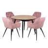 Stół LEVIN fi 110 + 4 krzesła ZIDANE różowy