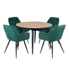 Stół LEVIN fi 110 + 4 krzesła ZIDANE zielony