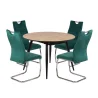 Stół LEVIN fi 110 + 4 krzesła KASPER zielony