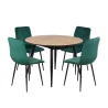 Stół LEVIN fi 110 + 4 krzesła KOBI zielony