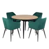 Stół LEVIN fi 110 + 4 krzesła MUNIOS zielony