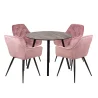 Stół NELSON fi 100 + 4 krzesła ZIDANE różowy