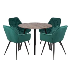 Stół NELSON fi 100 + 4 krzesła ZIDANE zielony