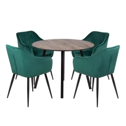 Stół NELSON fi 100 + 4 krzesła MUNIOS zielony