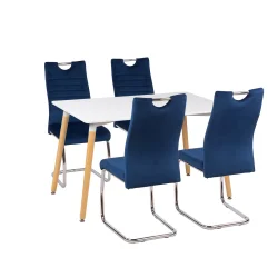 Stół AVILA 120x80 + 4 krzesła KASPER ciemnoniebieski