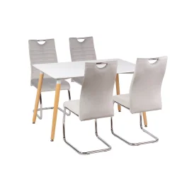 Stół AVILA 120x80 + 4 krzesła KASPER jasnoszary