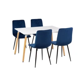 Stół AVILA 120x80 + 4 krzesła KOBI ciemnoniebieski