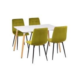 Stół AVILA 120x80 + 4 krzesła KOBI 2 JASNOZIELONY