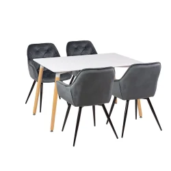 Stół AVILA 120x80 + 4 krzesła ZIDANE ciemnoszary