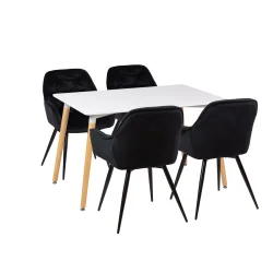 Stół AVILA 120x80 + 4 krzesła ZIDANE czarny