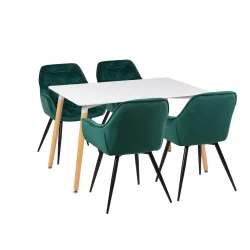 Stół AVILA 120x80 + 4 krzesła ZIDANE zielony
