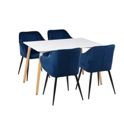 Stół AVILA 120x80 + 4 krzesła MUNIOS niebieski
