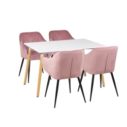 Stół AVILA 120x80 + 4 krzesła MUNIOS różowy