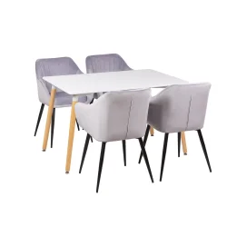 Stół AVILA 120x80 + 4 krzesła MUNIOS szary