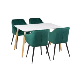Stół AVILA 120x80 + 4 krzesła MUNIOS zielony