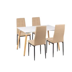 Stół AVILA 120x80 + 4 krzesła SONNY beżowy