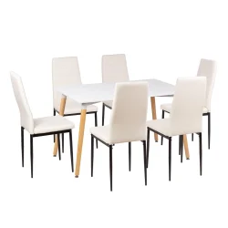 Stół AVILA 120x80 + 6 krzeseł MATI biały