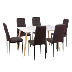 Stół AVILA 120x80 + 6 krzeseł MATI brązowy