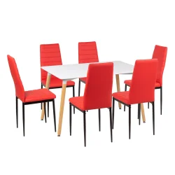 Stół AVILA 120x80 + 6 krzeseł MATI czarwony