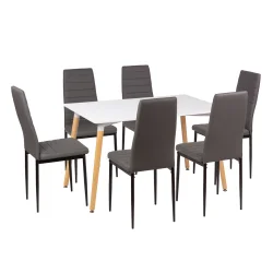 Stół AVILA 120x80 + 6 krzeseł MATI szary