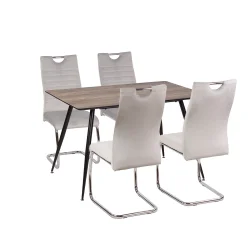 Stół HOBART 120x80 + 4 krzesła KASPER jasnoszary