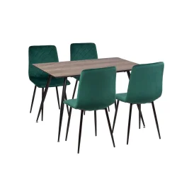 Stół HOBART 120x80 + 4 krzesła KOBI zielony