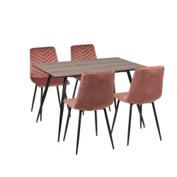 Stół HOBART 120x80 + 4 krzesła KOBI 3 różowy