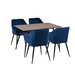 Stół HOBART 120x80 + 4 krzesła MUNIOS niebieski