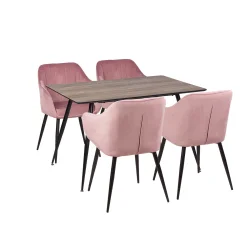 Stół HOBART 120x80 + 4 krzesła MUNIOS różowy