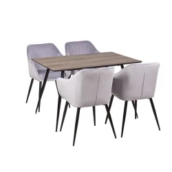 Stół HOBART 120x80 + 4 krzesła MUNIOS szary