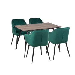 Stół HOBART 120x80 + 4 krzesła MUNIOS zielony
