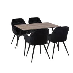 Stół HOBART 120x80 + 4 krzesła ZIDANE czarny