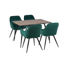 Stół HOBART 120x80 + 4 krzesła ZIDANE zielony