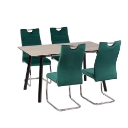 Stół NOWRA 140/180 + 4 krzesła KASPER zielony