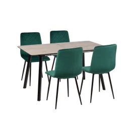 Stół NOWRA 140/180 + 4 krzesła KOBI zielony