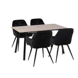 Stół NOWRA 140/180 + 4 krzesła ZIDANE czarny
